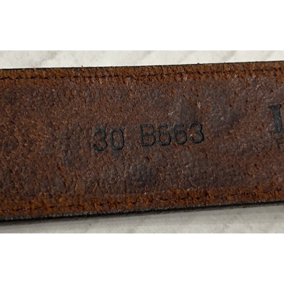 L. L. Bean Brown Leaf Embossed Leather Belt Solid Brass Buckle Sz 30 main image 5